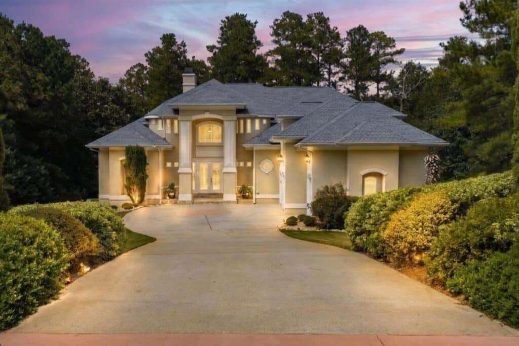 Luxury home at 124 Fairway Run in Forsyth, GA at sunset